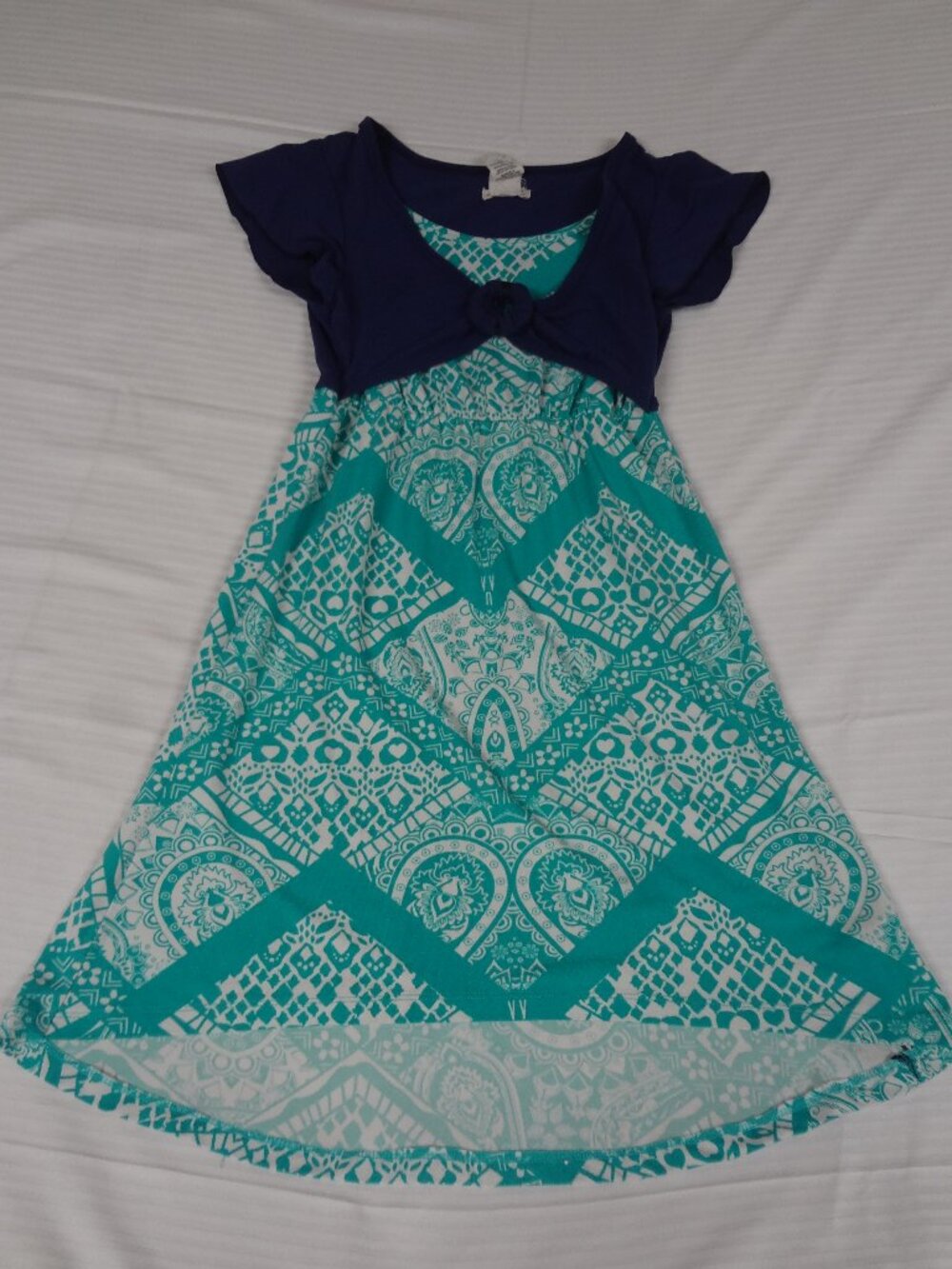 ONE STEP UP 2 TONE BLUE SOFT STRETCHY GIRLS DRESS KIDS SIZE 6 L741